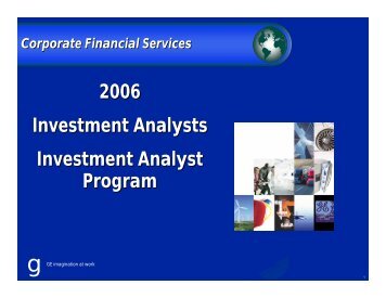 2006 Investment Analysts Investment Analyst Program - GE Capital ...