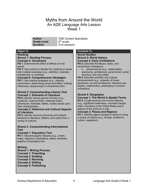 Grade 6 Week 1 - Arizona Department of Education