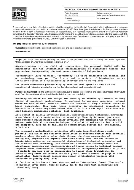 ISO/TS/P 222 Biomimetics - SNV