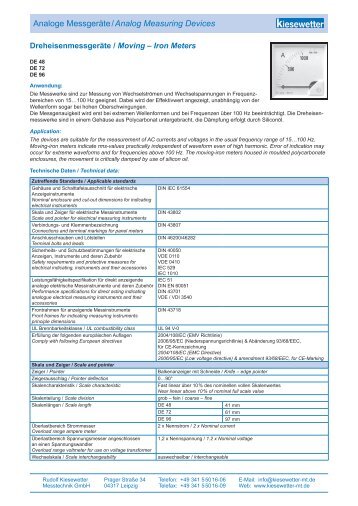 Analoge MessgerÃ¤te / Analog Measuring Devices - Kiesewetter-mt.de