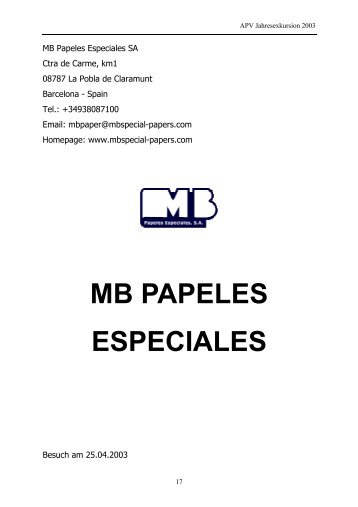 MB PAPELES ESPECIALES - APV Graz