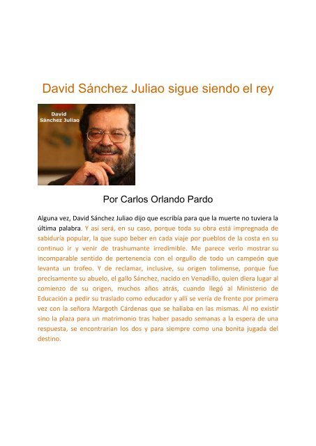 Homenaje a David Sanchez Juliao