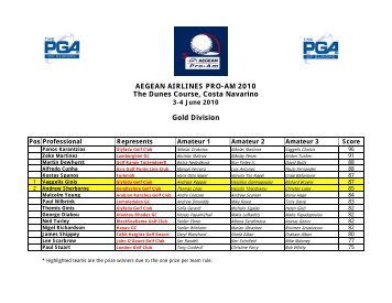 Aegean Pro-Am 2010 - Divisions