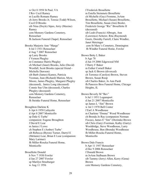 Area Obituaries 2005 - 2007 (.pdf) - Jasper County, Indiana