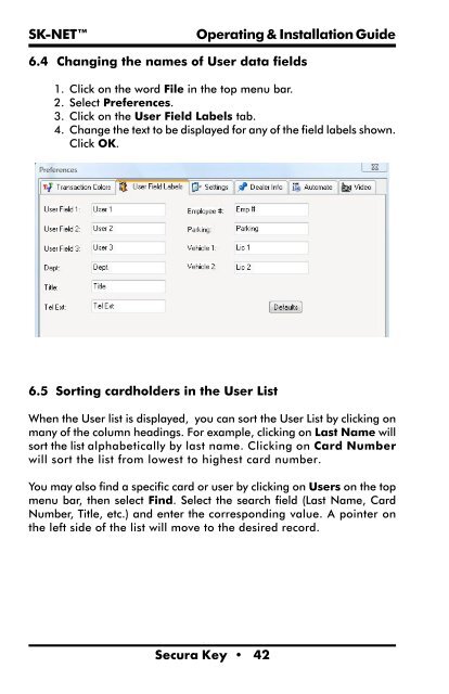 SK-NET™ Operating & Installation Guide - Secura Key