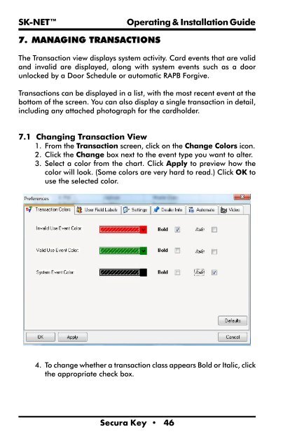 SK-NET™ Operating & Installation Guide - Secura Key