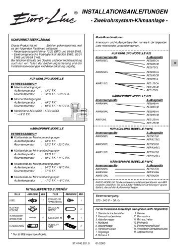 INSTALLATIONSANLEITUNGEN - Kälte Bast GmbH