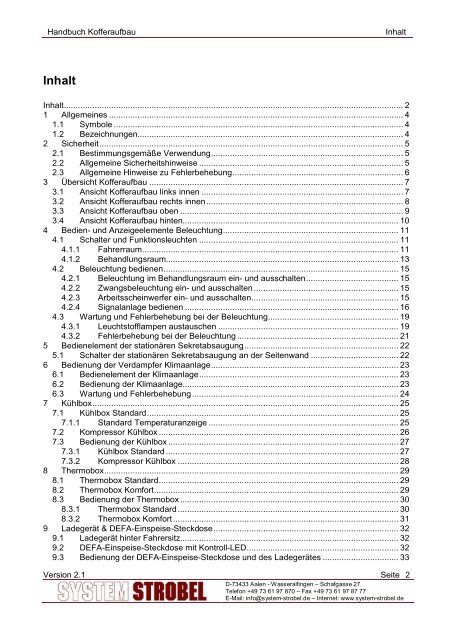 Handbuch Kofferaufbau Ambulanzfahrzeuge - System-Strobel