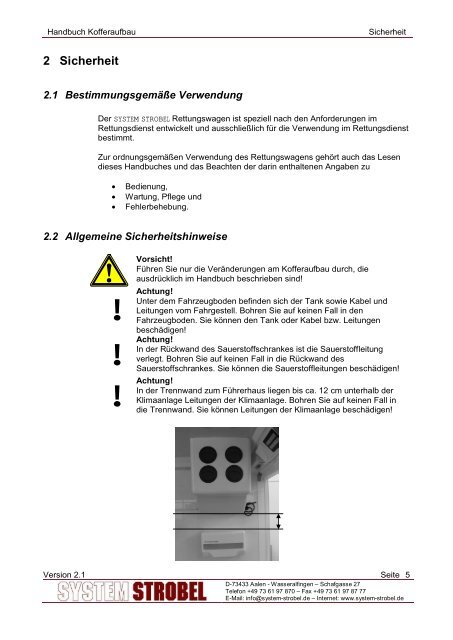 Handbuch Kofferaufbau Ambulanzfahrzeuge - System-Strobel