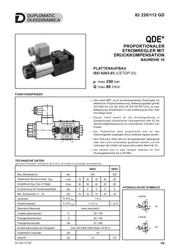 proportionaler stromregler mit druckkompensation 82 ... - Duplomatic