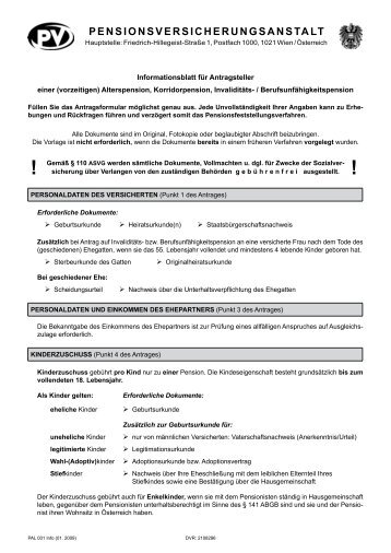 PVA Info ÃƒÂ¼ber Pensionsarten - finanzberaterforum.at