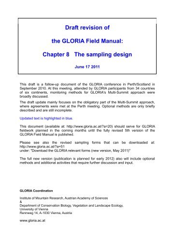 Draft revision of the GLORIA Field Manual - The Global Observation ...