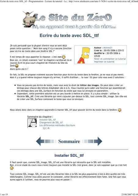 Ecrire du texte avec SDL_ttf - Programmation - Lecture ... - resoo.org