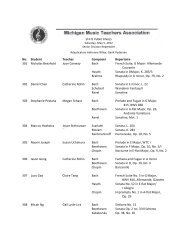 Senior Finals Repertoire, 2012 - Michigan Music Teachers Association