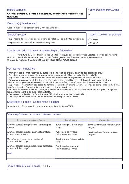 fiche de poste chef de bureau finances locales2-1 - Fonction publique