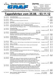 Tagesfahrten vom 25.08. - 03.11.12 - Graf Busreisen Frankenthal