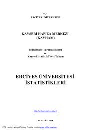 kayseri istatistikÃ® veri tabanÄ± erciyes Ã¼niversitesi istatistikleri