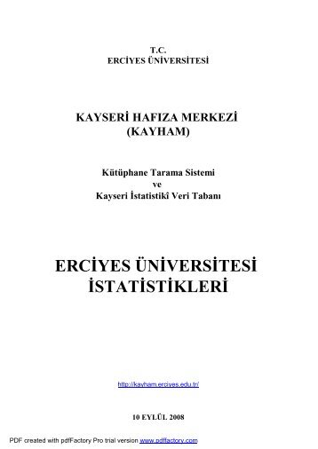 kayseri istatistikÃ® veri tabanÄ± erciyes Ã¼niversitesi istatistikleri