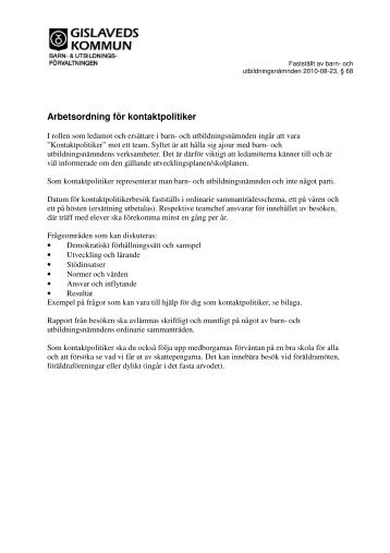 Arbetsordning fÃ¶r kontaktpolitiker