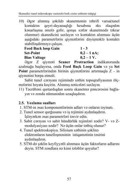 Laboratoriya iÅi â 2. Skanedici tunel mikroskopu vasitÉsilÉ bÉrk ...