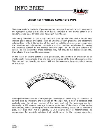 LINED REINFORCED CONCRETE PIPE - Rinker Materials