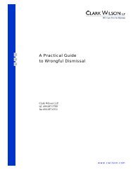 A Practical Guide to Wrongful Dismissal - Clark Wilson LLP
