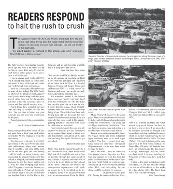 READERS RESPOND - Old Cars Weekly
