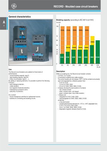 RECORD - Moulded case circuit breakers - GE Industrial Solutions