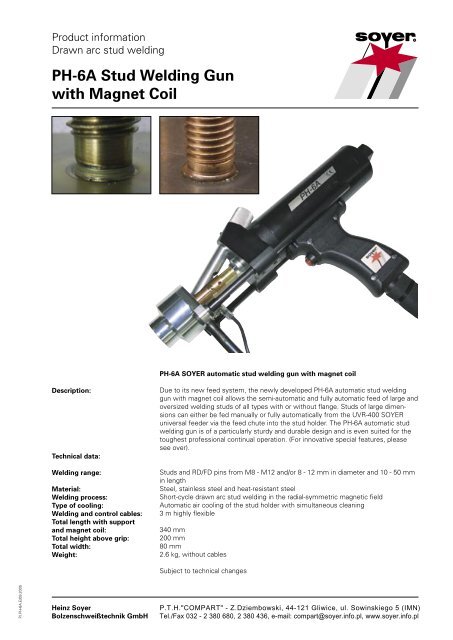 PH-6A Stud Welding Gun with Magnet Coil - Soyer