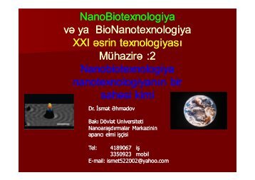 NanoBiotexnologiya vÉ ya BioNanotexnologiya XXI Ésrin ...