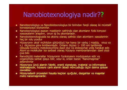 NanoBiotexnologiya vÉ ya BioNanotexnologiya XXI Ésrin ...