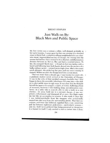 High School Essay Format Just Walk On By Black Men And Public Space Fogccsfedu Example Of Essay Proposal also Examples Of A Proposal Essay Brent Staples Just Walk On By My First Victim Was A Womanwhite College Essay Paper Format
