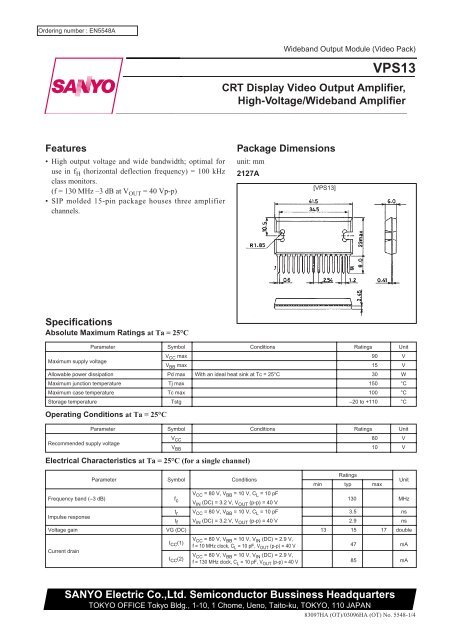 CRT Display Video Output Amplifier, High-Voltage/Wideband Amplifier