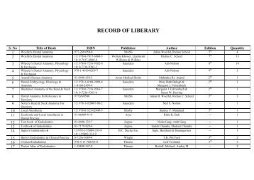 RECORD OF LIBERARY