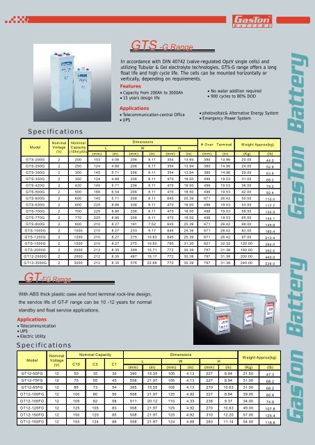 General Catalogue - Gaston Battery Industrial Ltd.