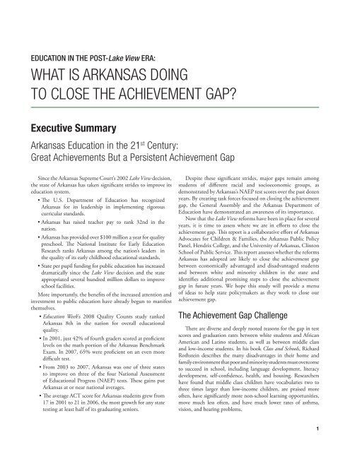 WHAT IS ARKANSAS DOING TO CLOSE THE ACHIEVEMENT GAP?