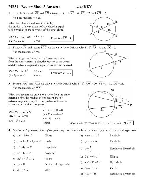 Mb31 A Review Sheet 3 Answers