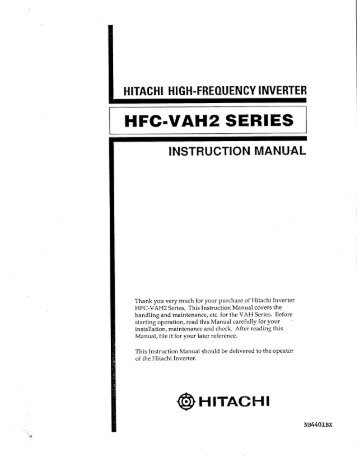 HFC-VAH2 Series Instruction Manual NB4401BX - Hitachi America ...