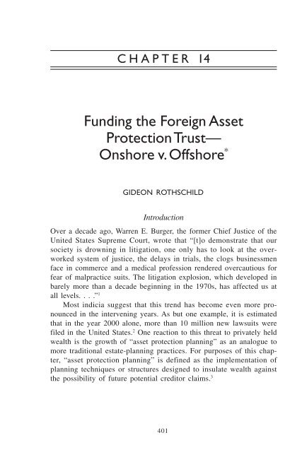 Funding the Foreign Asset Protection Trust - Moses & Singer, LLP