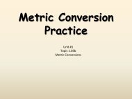 Metric conversion problems