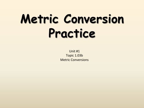 Metric conversion problems