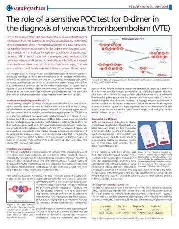 The role of a sensitive POC test for D-dimer in the diagnosis of ...