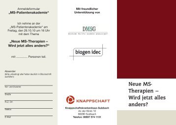 Neue MS- Therapien - Knappschaftskrankenhaus Sulzbach