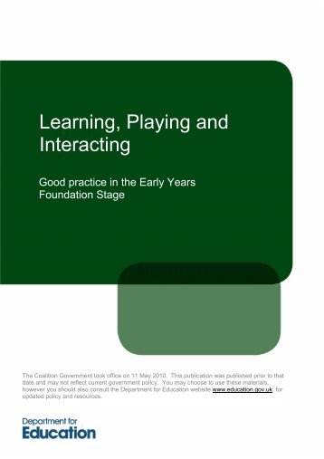 Learning, Playing and Interacting - Good practice in the Early Years ...