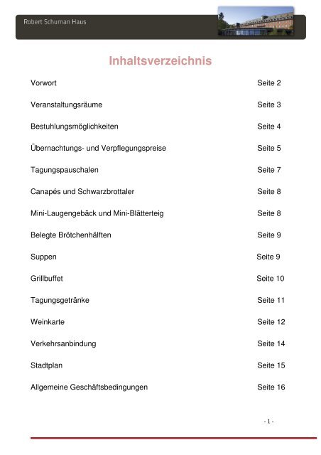 Ãœbernachtungs- und Verpflegungspreise - Tagen im Bistum Trier