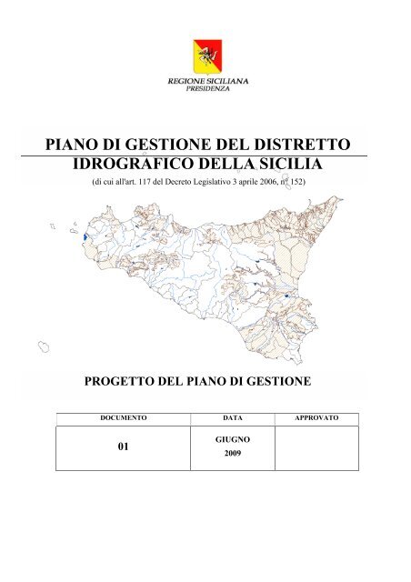 Piano Di Gestione Del Distretto Idrografico Della Sicilia Assessorato