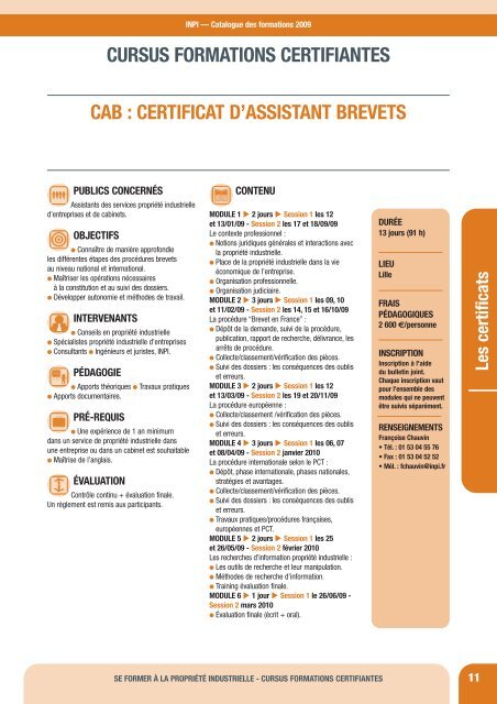 Catalogue des formations 2009 - Inpi