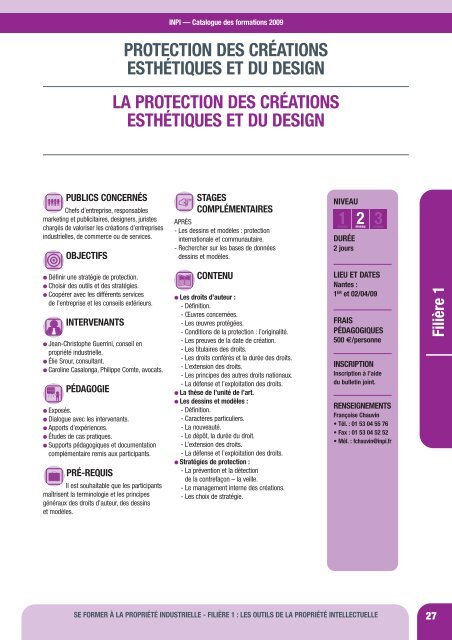 Catalogue des formations 2009 - Inpi