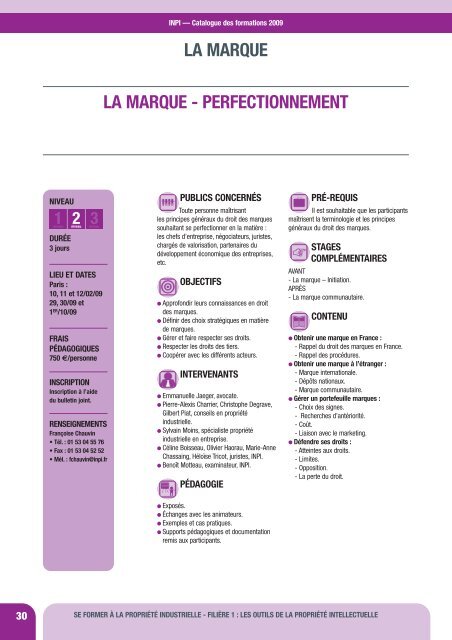 Catalogue des formations 2009 - Inpi