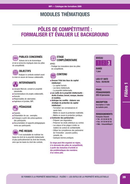 Catalogue des formations 2009 - Inpi